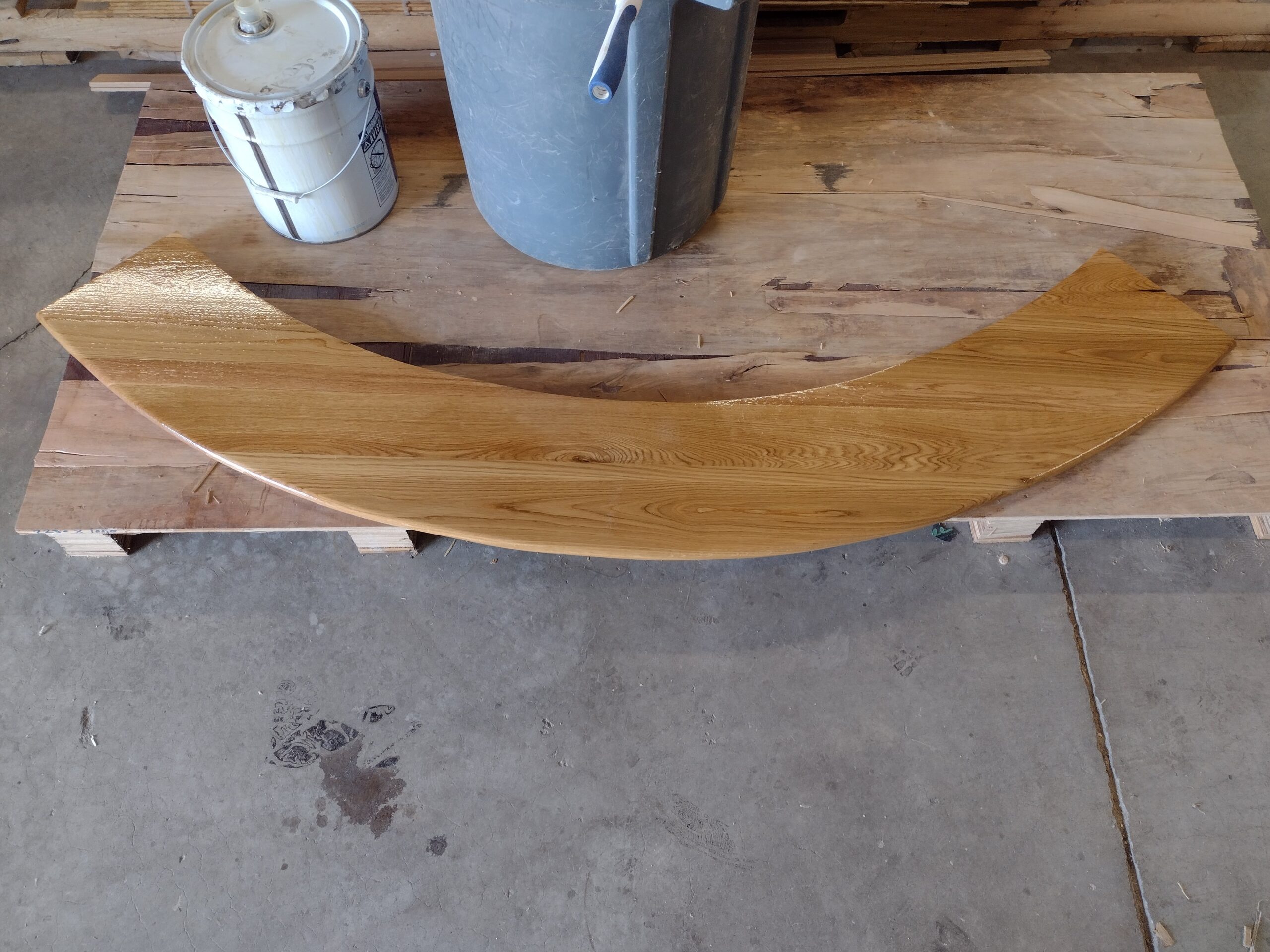 Stained curved step piece