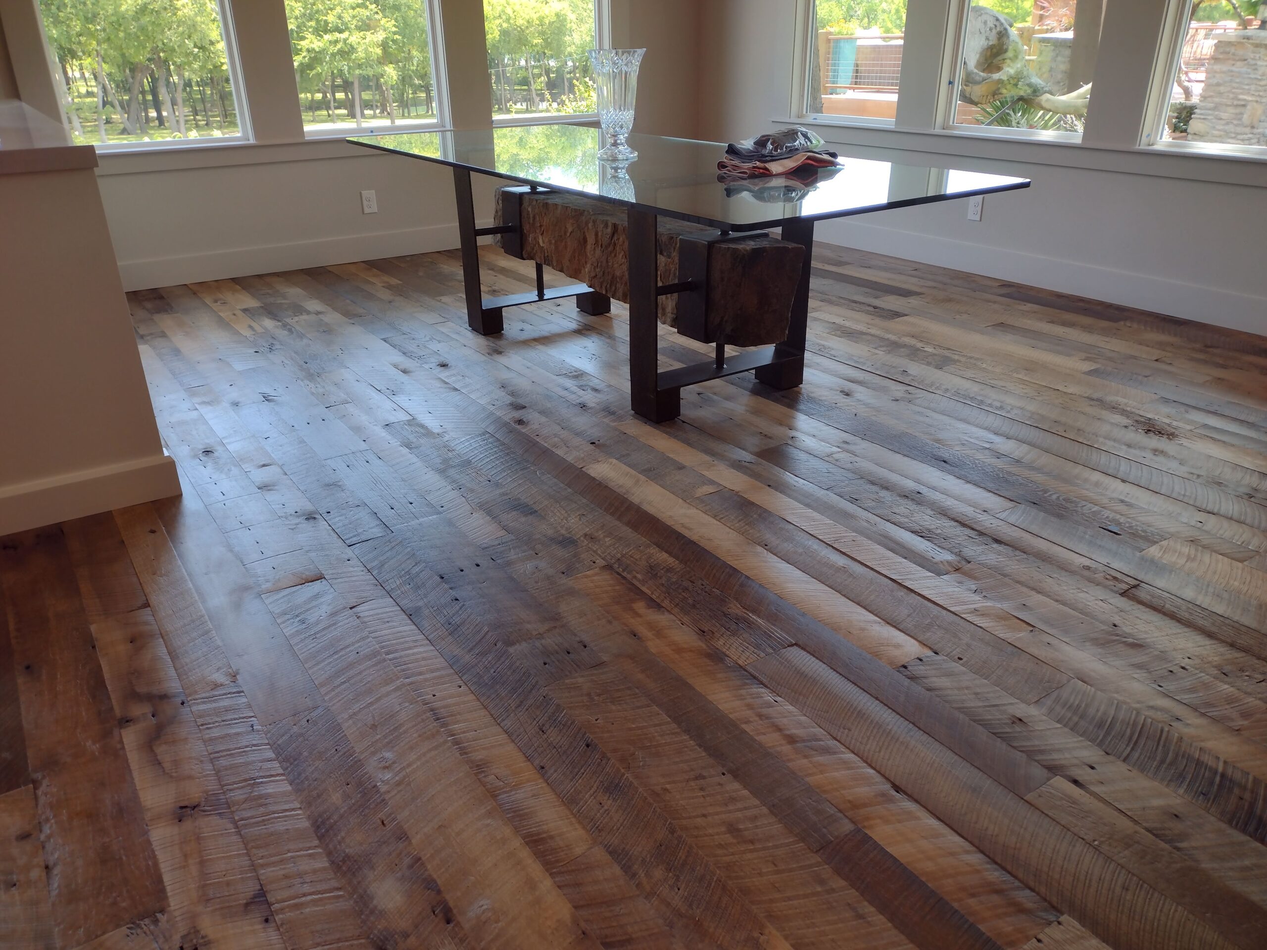 Wide plank hardwood detail