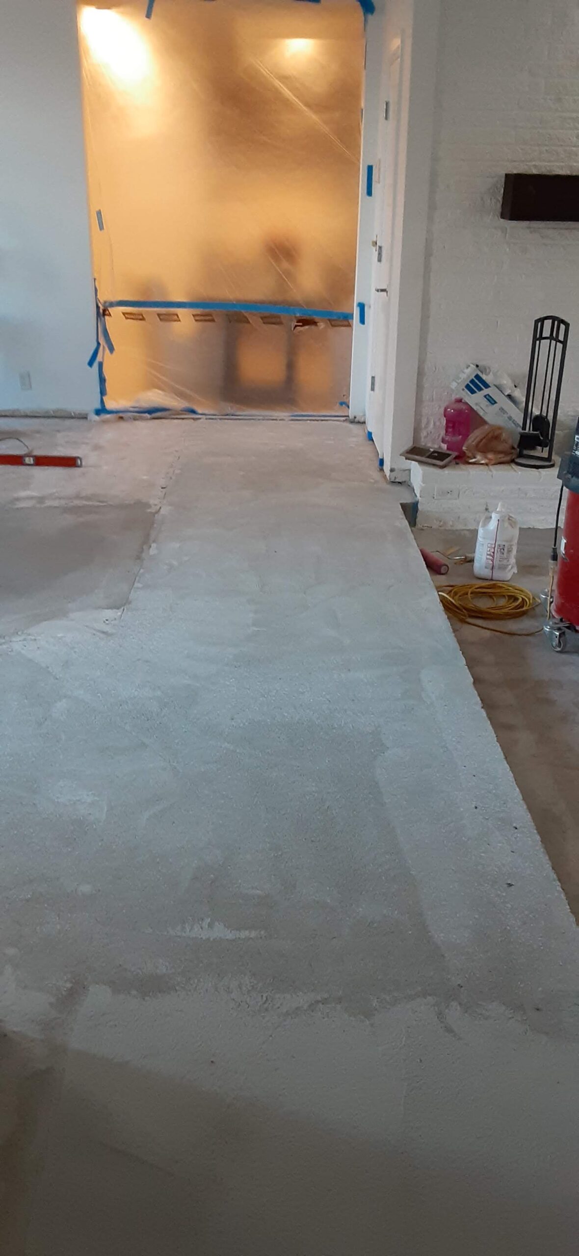 Floor prep in progress